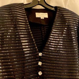 St. Johns 2 piece NEW vintage black sequin skirt & jacket suit